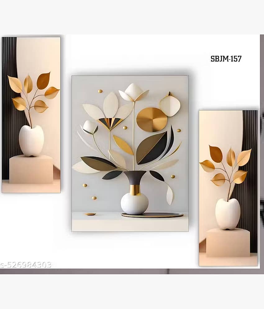 SNDArt Set Of 3 Flower Pots Wall Paintings For Living Room Gift Items 12 x 18 inch