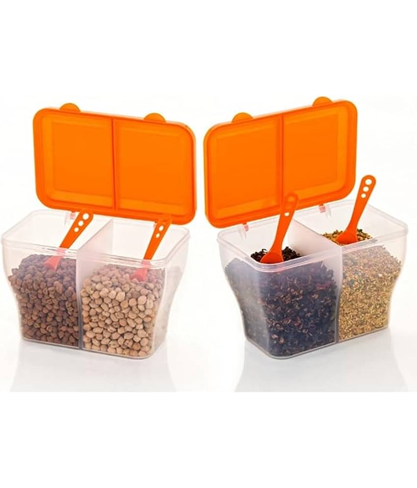Analog Kitchenware Dal/Masala/Vegetable Plastic Orange Multi-Purpose Container ( Set of 2 )