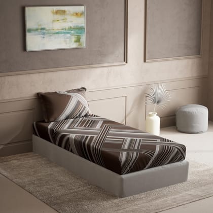DDECOR - Cherish Collection 100% Cotton Geometric Pattern 150TC Single Bedsheet|152 CM X 224 CM| - Brown