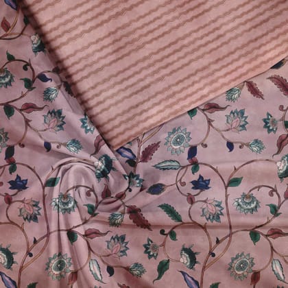 Burgundy Bliss Kalamkari Unstitched Suit Set-Silk Satin
