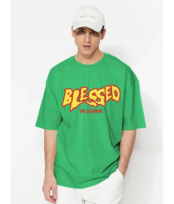 Leotude Pack of 1 Cotton Blend Oversized Fit Men's T-Shirt ( Green )