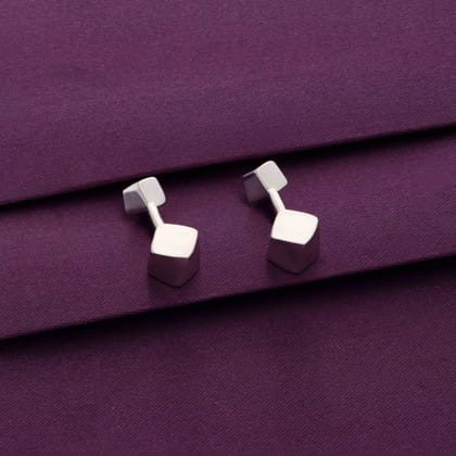 Men's Solid Statement Silver Cufflinks-None / Silver