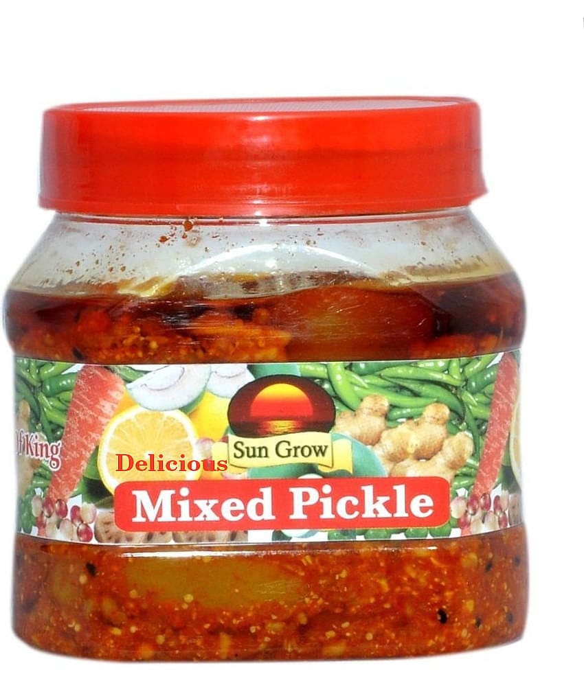 Sun Grow Delicious Yummy Mixed Pickle Achaar (Mixed Vegetable, Mango, Lime, Green Chilli, Carrot, Ginger) Pickle 500 g