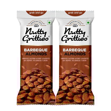 Nutty Gritties Grab And Go Barbeque Almonds, 40 gm Pouch - Pack of 2
