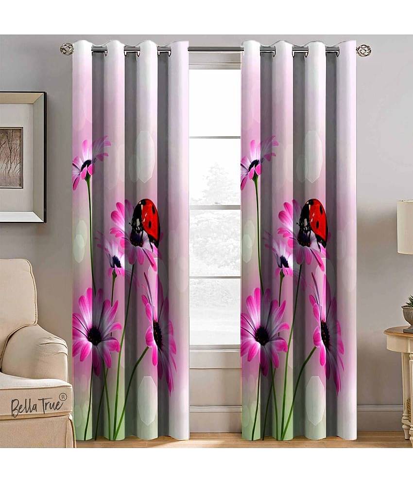 BELLA TRUE  Set of 2 Window SemiTransparent Eyelet Polyester Multi Color Curtains ( 152 x 113 cm )