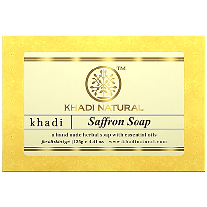 Khadi Natural Saffron Handmade Herbal Soap, with Essential Oils, For All Skin Types, 125 g