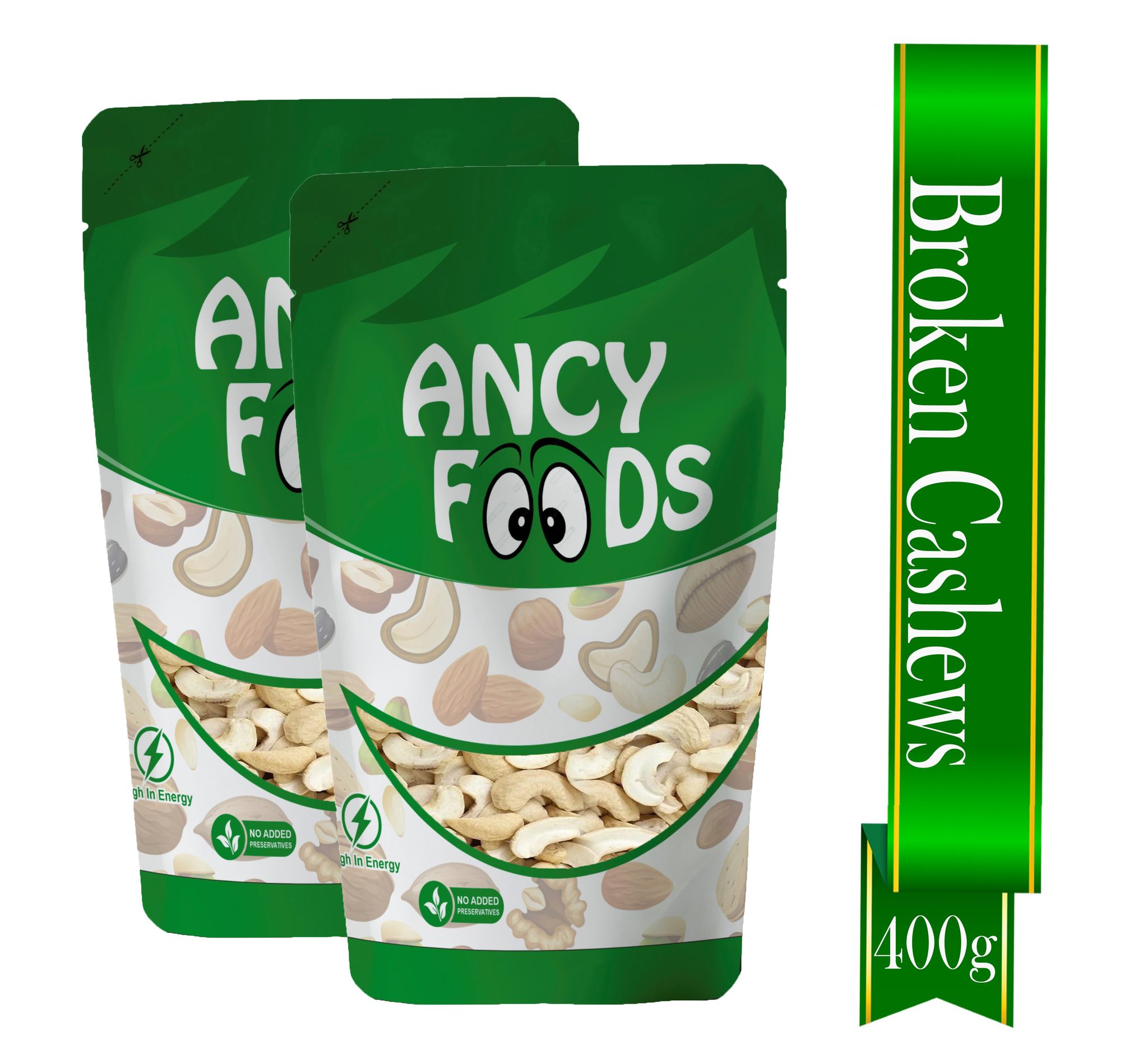 Ancy Kaju Tukda (Cashew Broken) 400 Grams (200 Grams X 2) | High Protein Cashew Kernels for Energy, Fiber and Immunity | Delicious Crunchy Nutritious Small Size Cashew Nuts | Tasty Chota Tukd
