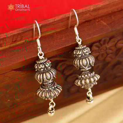 925 sterling silver vintage stylish design hoops earrings, tribal ethnic jewelry er238