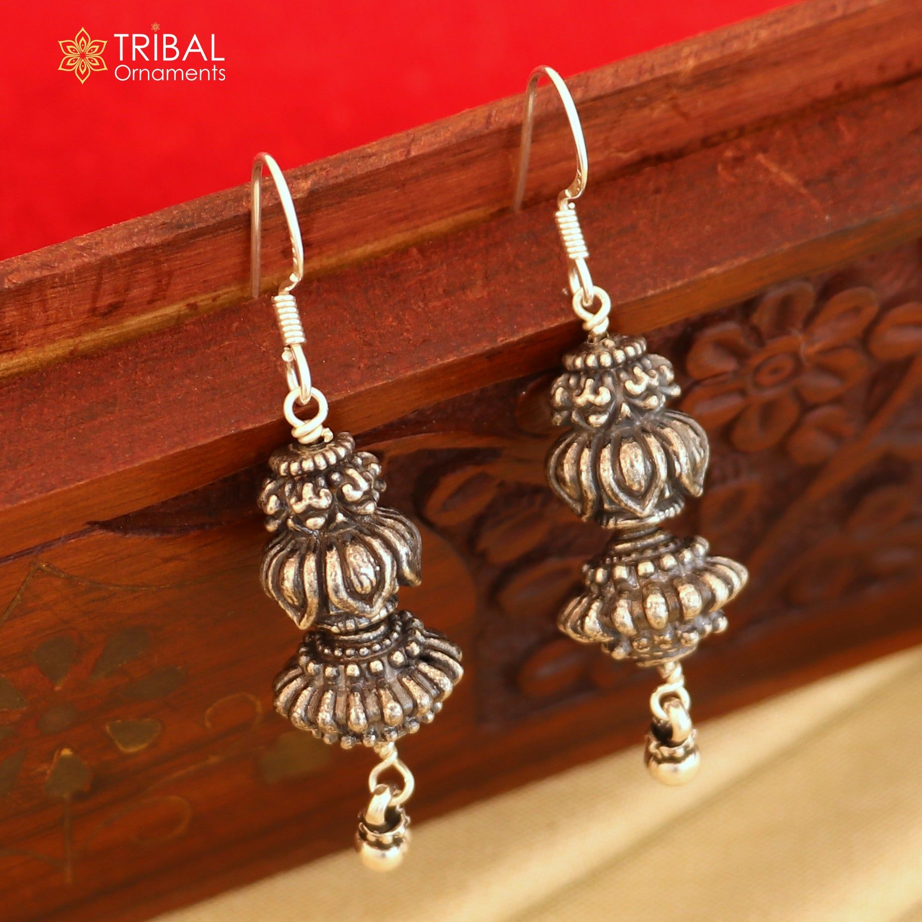 925 sterling silver vintage stylish design hoops earrings, tribal ethnic jewelry er238