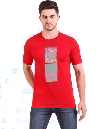 Bravezi Pack of 1 Cotton Blend Slim Fit Men's T-Shirt ( Red )