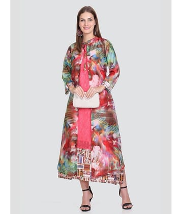 ELTHIA Women Silk Printed Ethnic Dress ( Multi Color )