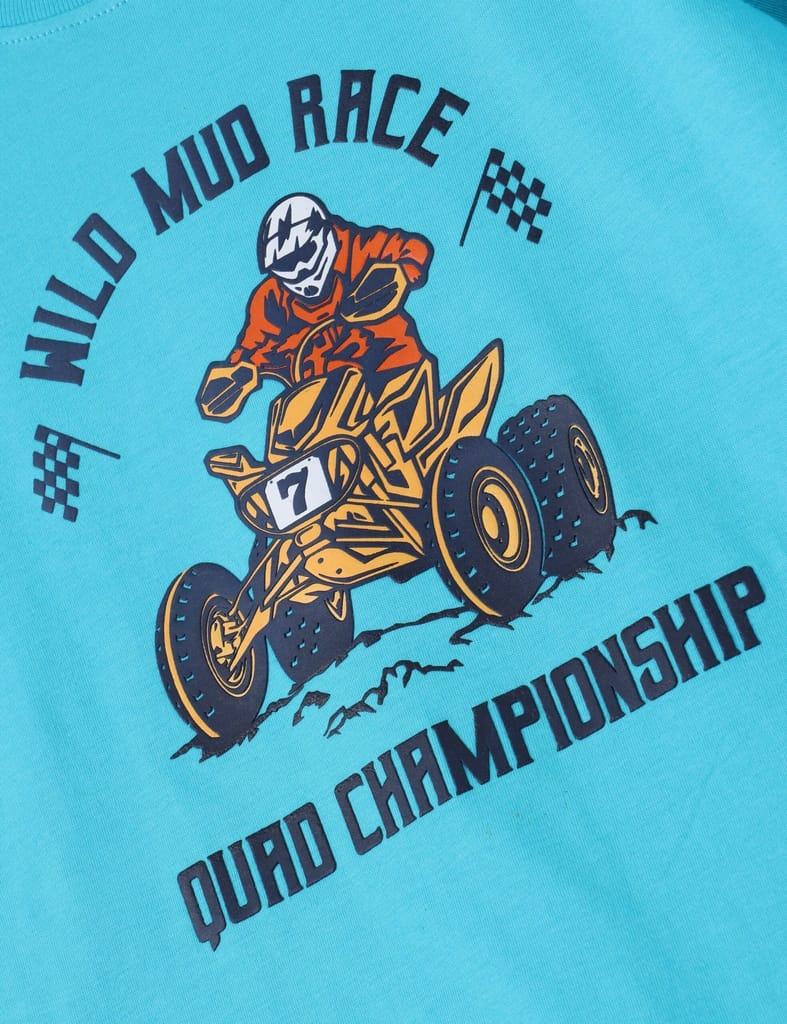 Sophisticated Kids Boys T shirt Cotton Scuba Blue "Wild Mud Race" 2025 at ShopCircuit | ONDC