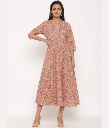 miravan - Orange Cotton Women's Flared Kurti