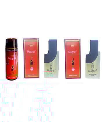 OPP 1 Magnet Fragrance Body spray 200 ml and 2 Magnet Apparel Perfume 100 ml each, (Pack of 3) - 100ml