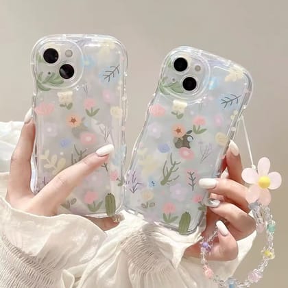 Cute Floral Flower Big Lanyard Bracelet Transparent iPhone Soft Case-iPhone 11 Pro Max