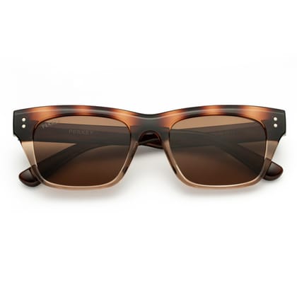 PERKEY Square-Oversized Brown UV Protected Polarized Sunglasses Men Women - PRKY002-C2-Medium / Brown / Brown