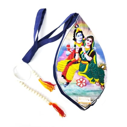 MAYAPURI Beautiful Radha Krishna Embroidery Japa Bag/Chanting Bag with Sakshi Mala