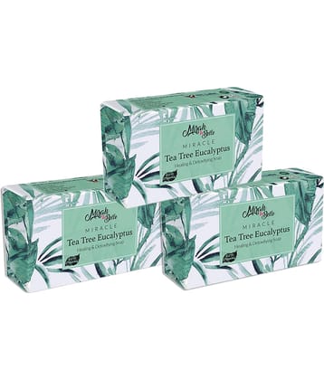 Mirah Belle - Organic Tea Tree - Eucalyptus Healing Soap 125gm (Pack of 3) - For Inflamed, Acne Prone and Infected Skin 375gm