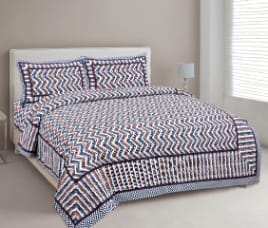 Traditional Jaipuri Sanganeri 100% Cotton Double Bed Sheet with Matching Pillow Covers
