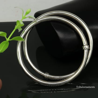 925 sterling silver handmade plain shine bright customized bangle bracelet kada, excellent personalized gifting unisex jewelry nssk6-Single kada