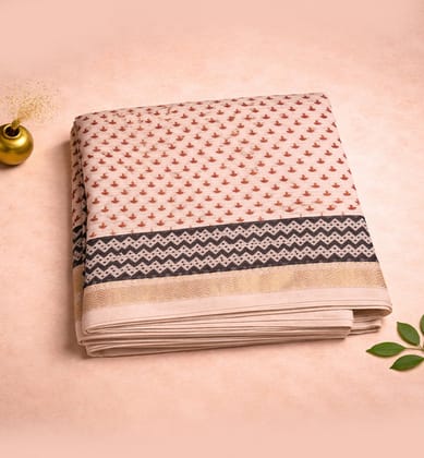 Bagh Hand Block Printed Cotton Saree – Traditional Natural Dye Drape