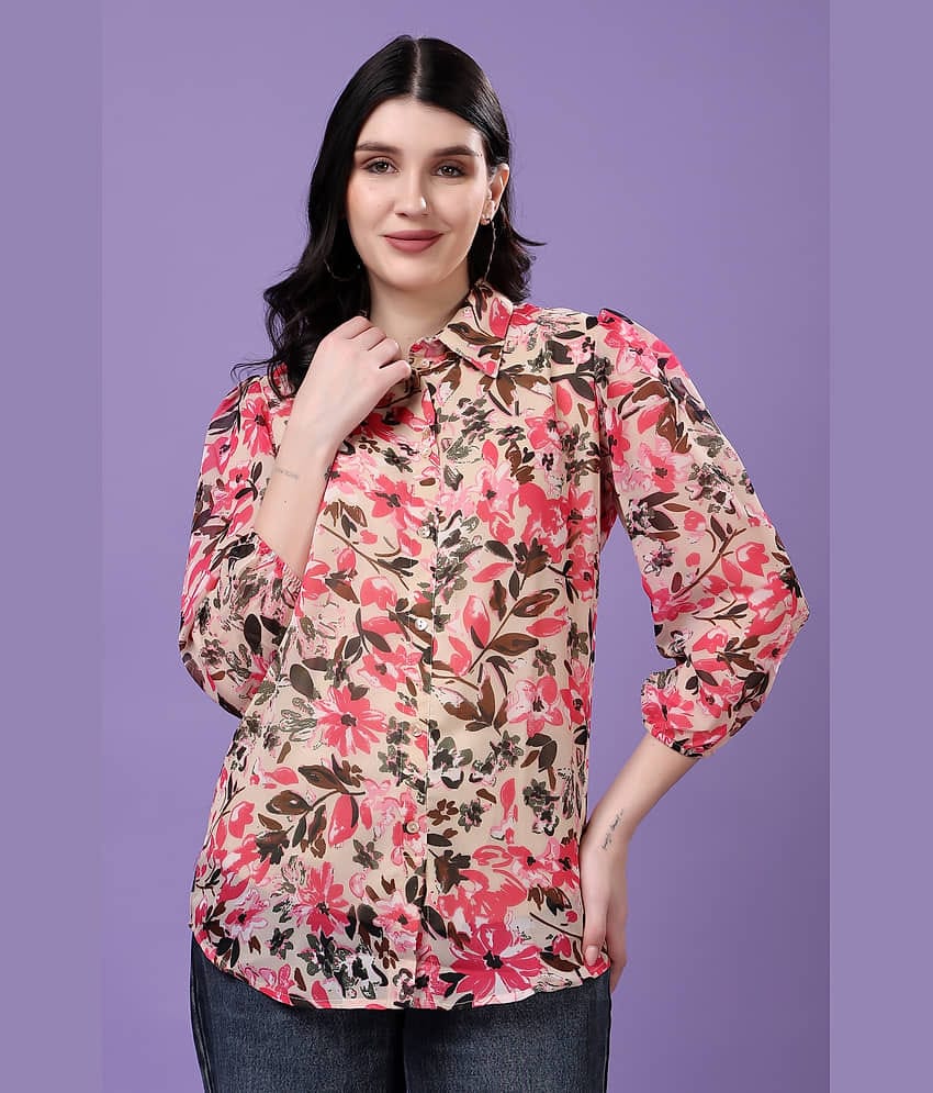 FASHJONS 360 Women's Georgette Regular Top ( Pink )