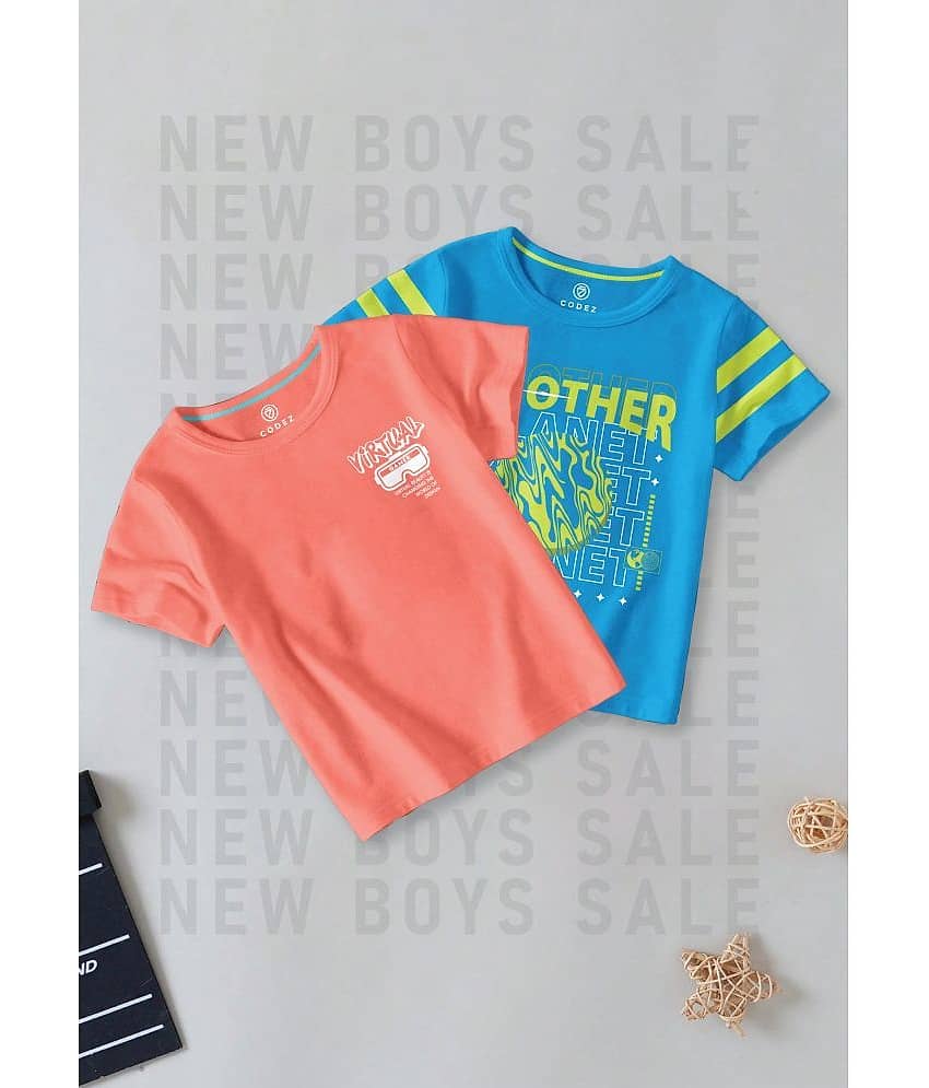 CODEZ Pack of 2 Boys Cotton Blend T-Shirt ( Multi Color )