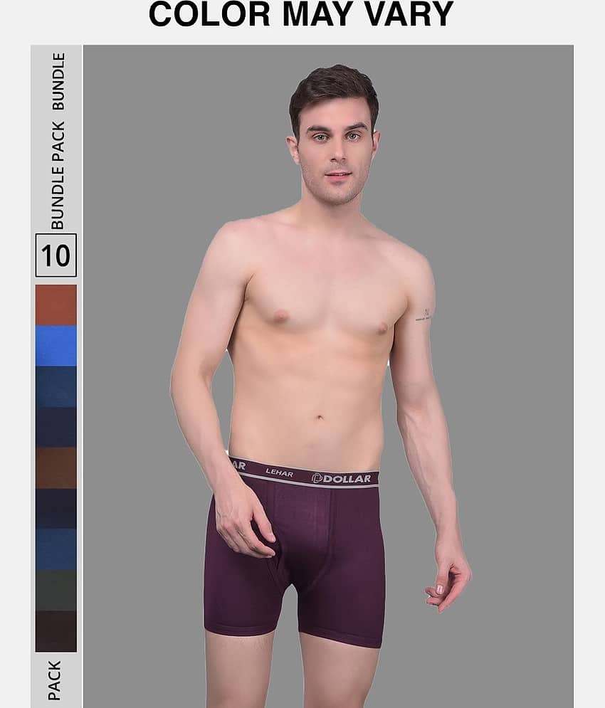 Dollar Lehar Mens Combed Cotton Trunk - Pack of 10 - (Colour May Vary)