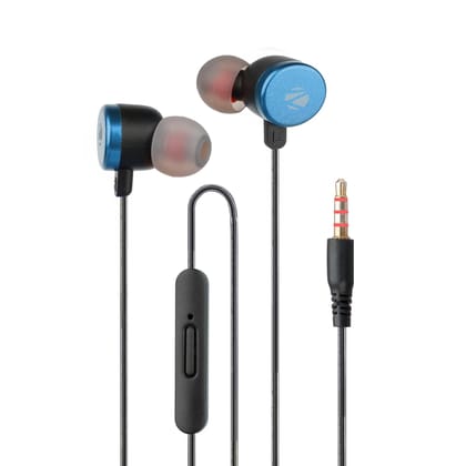 ZEBRONICS Zeb-Bloom Wired Headphones with 3.5mm Jack and 1.2m Cable (Black+ Blue)