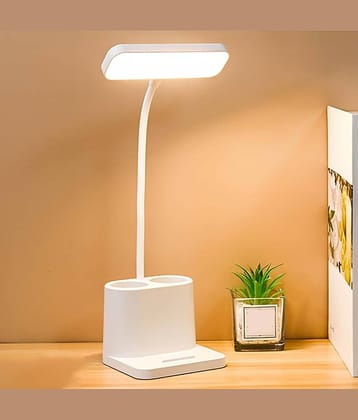 FIRSTLIKE White Study Table Lamp ( Pack of 1 )