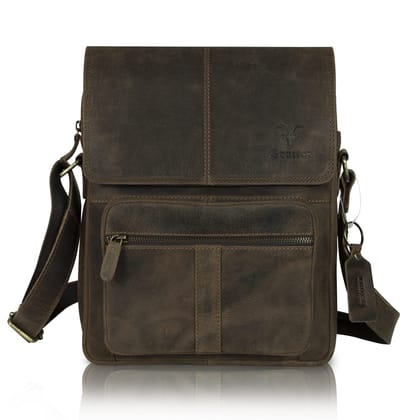 Goatter Hunter Leather 13" Inch Shoulder Cross Body Travel Messenger Brown Bags For Men, (Big Size) Gtht-15 Goatter Hunter Leather 13" Inch Shoulder Cross Body Travel Messenger Brown Bags For Men, (Big Size) Gtht-15 - Brown-15 / L