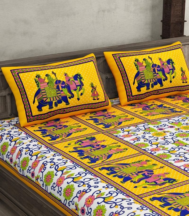 Soft Cotton 120 TC Sanganeri Print Double Bedsheet