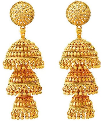 JFL - Jewellery for Less Gold Plated 3 Layer Jhumki Earrings for Women