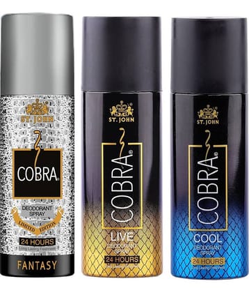 St. John Fantasy,Live & Cool 150ml Each Deodorant Spray for Men 150 ml ( Pack of 3 )