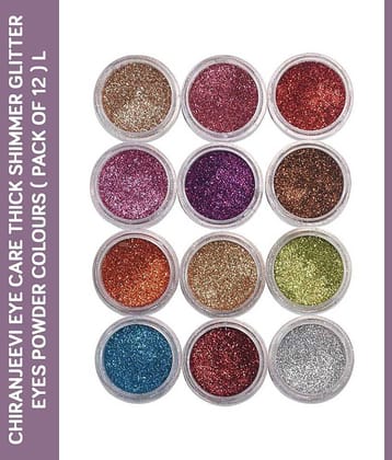 Chiranjeevi Eye Care Thick Shimmer Glitter Eyes Powder Colours ( Pack Of 12 ) l