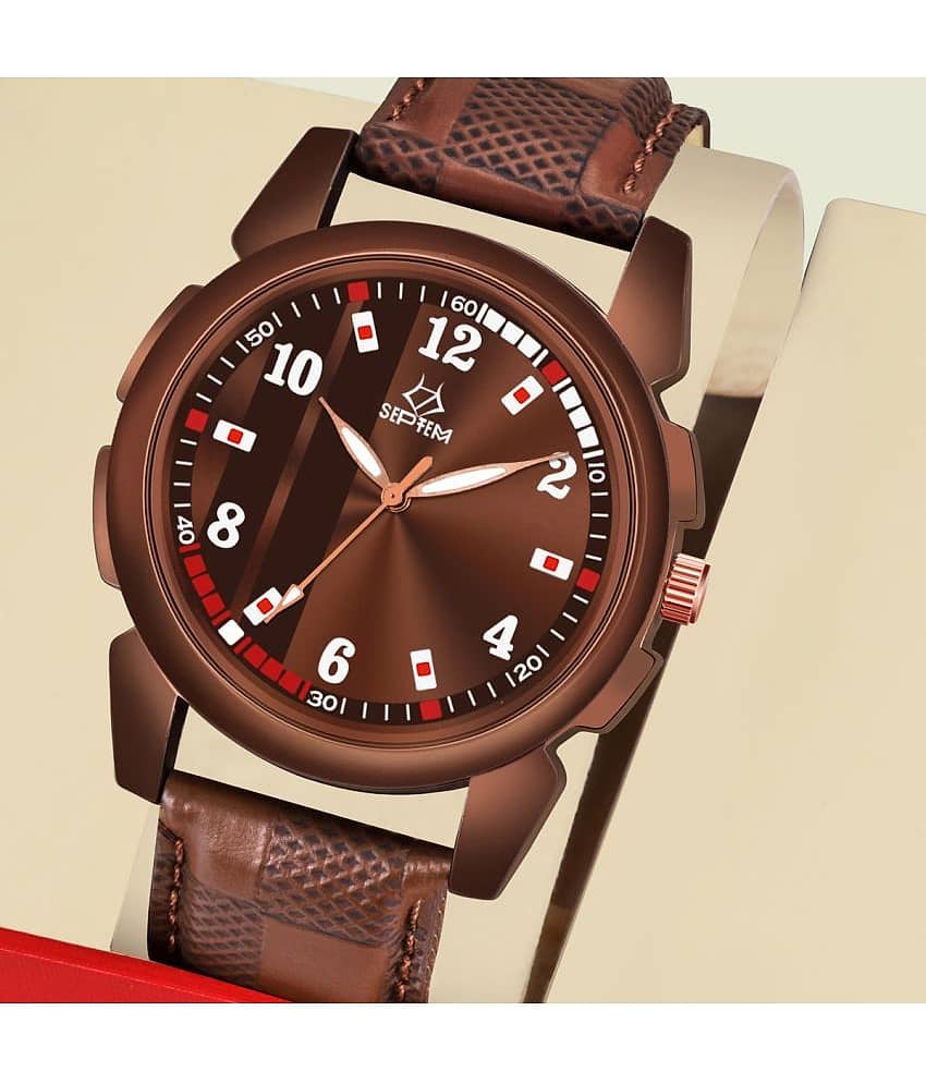 Septem Brown Leather Analog Men's Watch