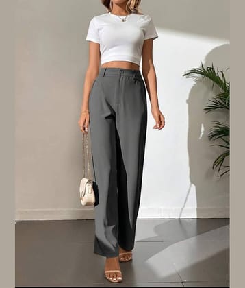 Broadstar Pack of 1 Polyester Straight Women's Casual Pants ( Dark Grey )