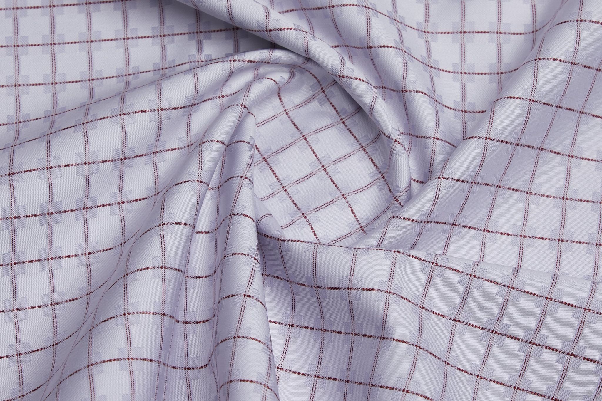 100% Giza Cotton, Yarn Dyed Checks, Dobby,White And Blue,Men And Women, Unstitched Shirting Or Top Fabric-1 Meter