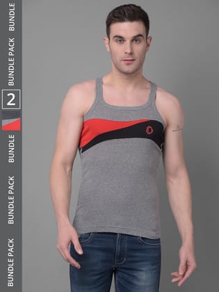Men's Assorted Pack of 2 Solid Combed Cotton Racerback Styled Gym Vest