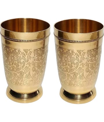 A & H ENTERPRISES - Heavy Water Use Brass Glasses Set 250 ml ( Pack of 2 )