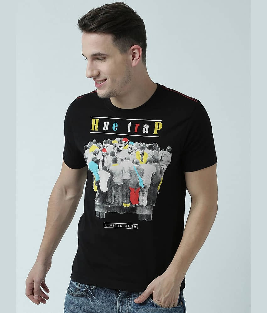 Huetrap Pack of 1 Cotton Regular Fit Men's T-Shirt ( Black )