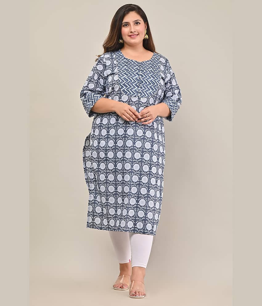 Swasti - Blue 100% Cotton Women's Straight Kurti ( Pack of 1 )