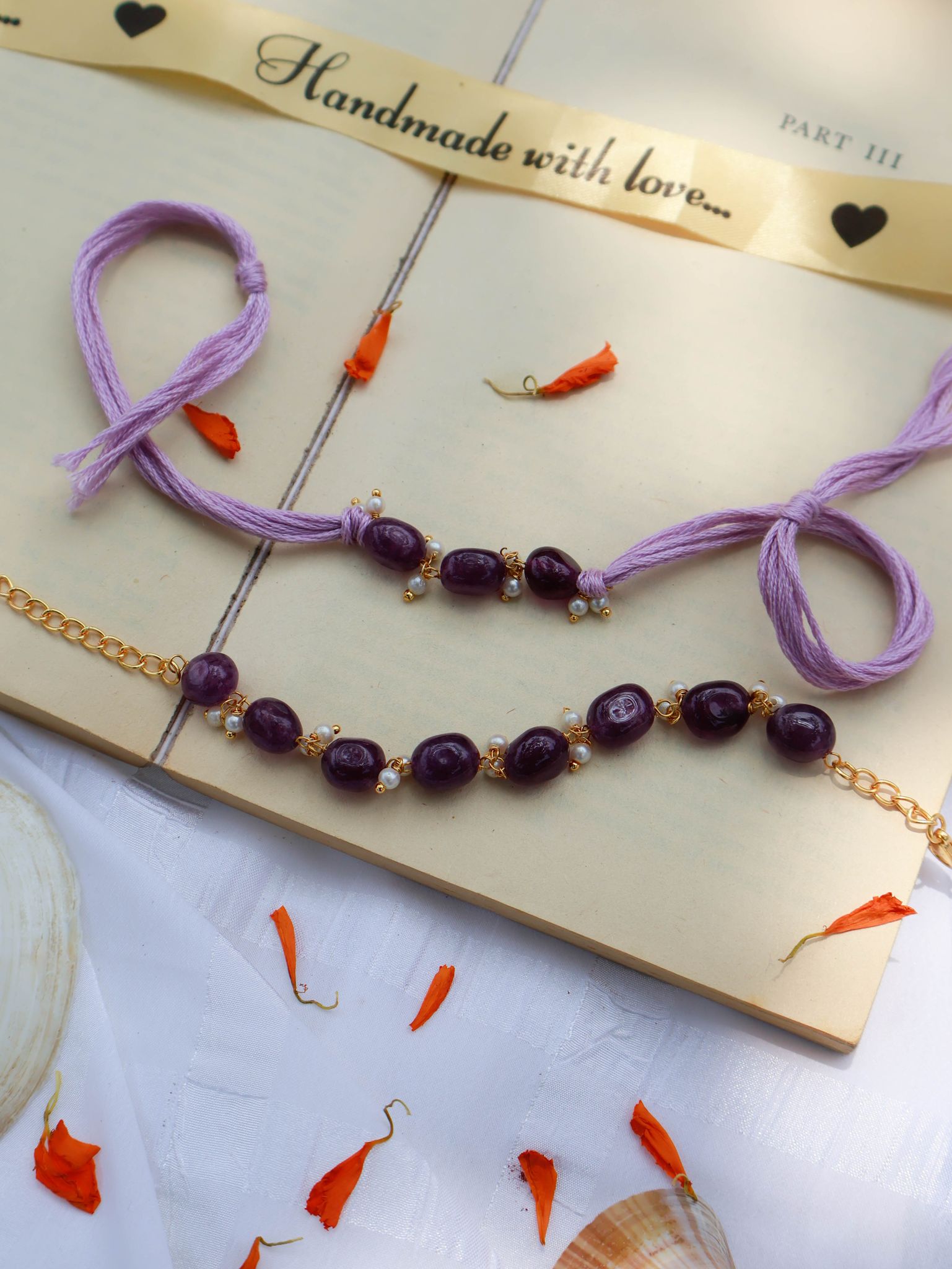 Kailash Purple Rakhi Lumba Set-Purple