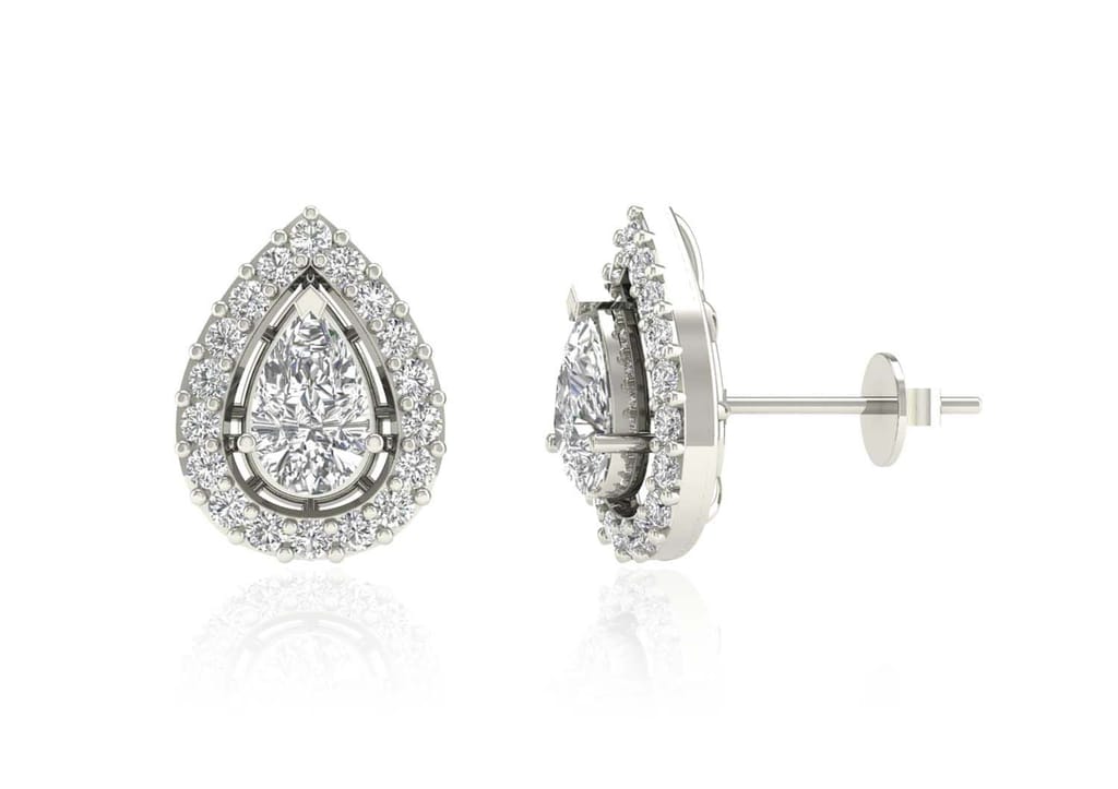 Teardrop Halo Solitaire Studs