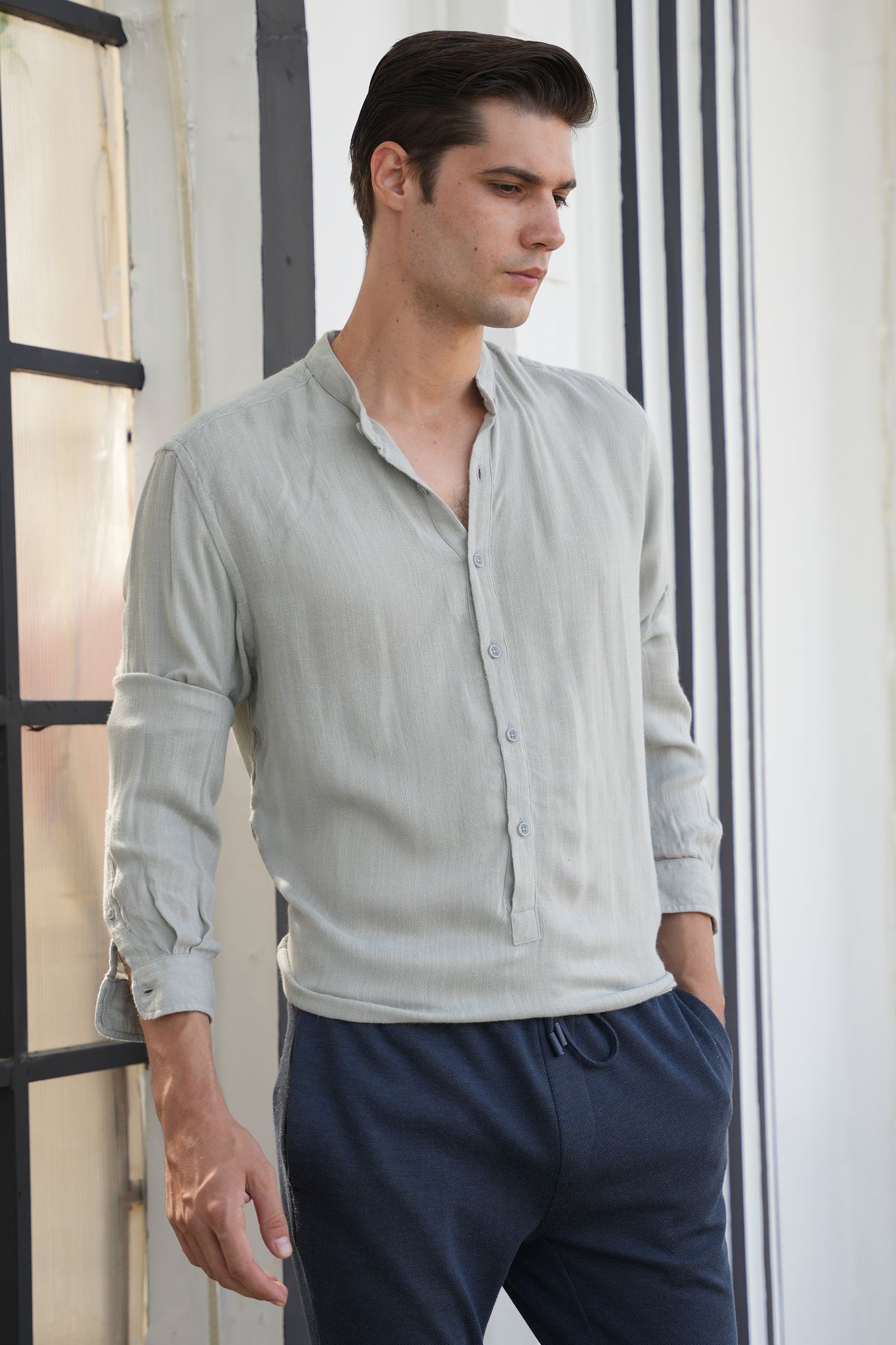 River - Viscose Linen Kurta - Ash-S-38 / ASH