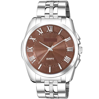 Brown 3D Roman Stainless Steel Analog Watch for Men LR127