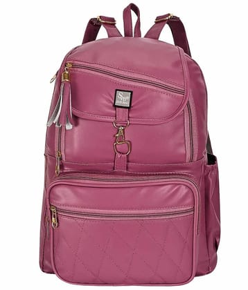 SVB BAG 30 Ltrs Faux Leather Backpack *For Women ( Pink ) - Pink