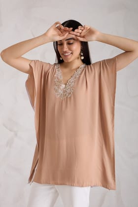 FLIRTY georgette top-Beige / XXS / POLY GEORGETTE