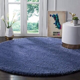 GALLERY HOME Silky Smooth Anti-Skid Shaggy Round Carpet with 2 inch Thickness (5 x 5 Round, Blue S1)