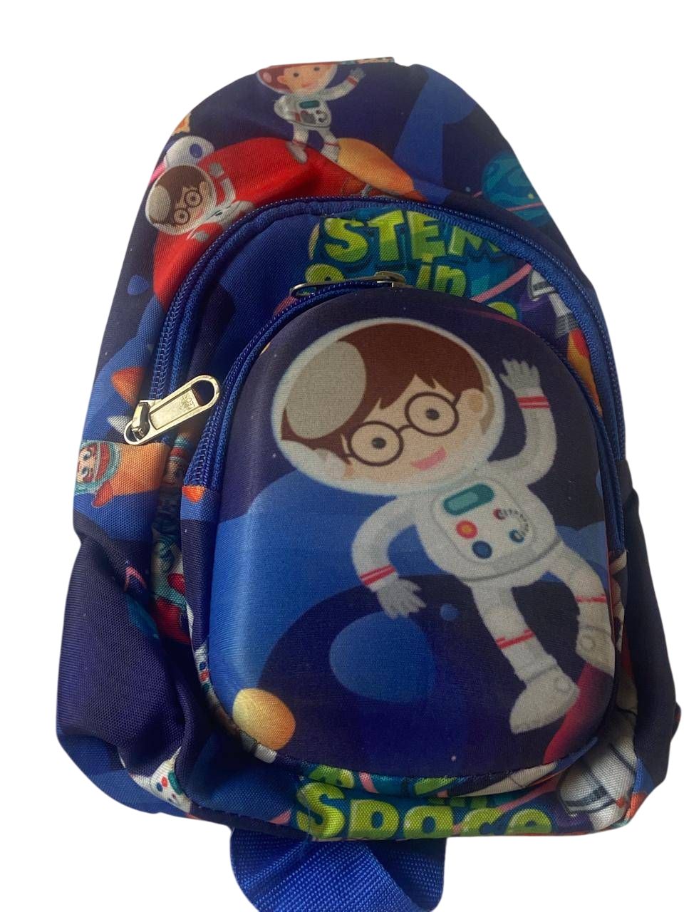 Vibrant Space Theme Kids Sling Bag - Durable Astronaut Backpack